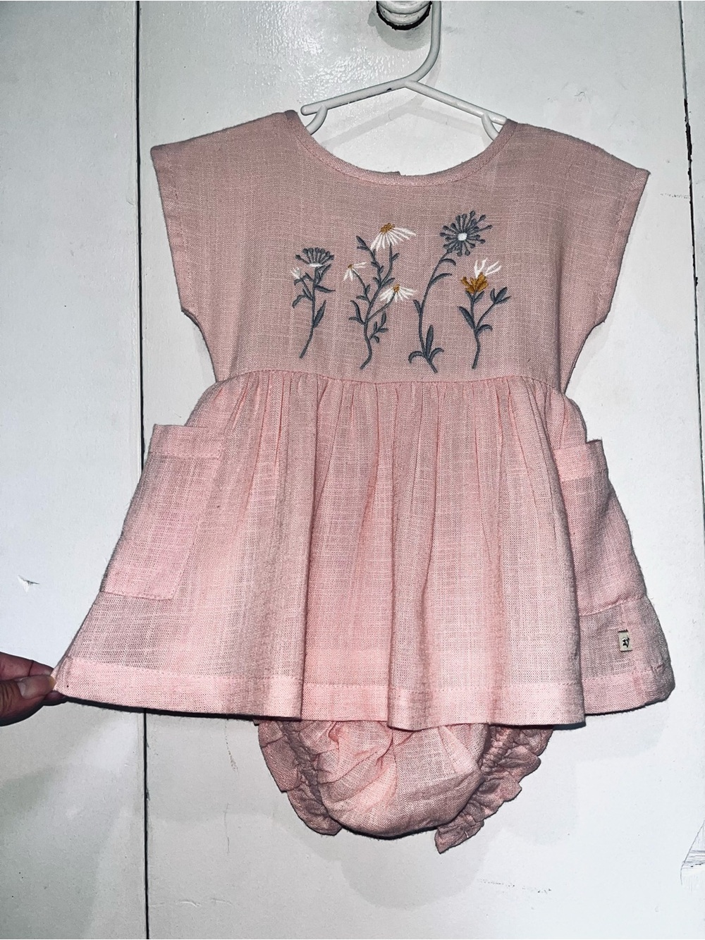 Viverano Organics Alicia Embroidered Daisy Dress & Bloomers • Organic Muslin